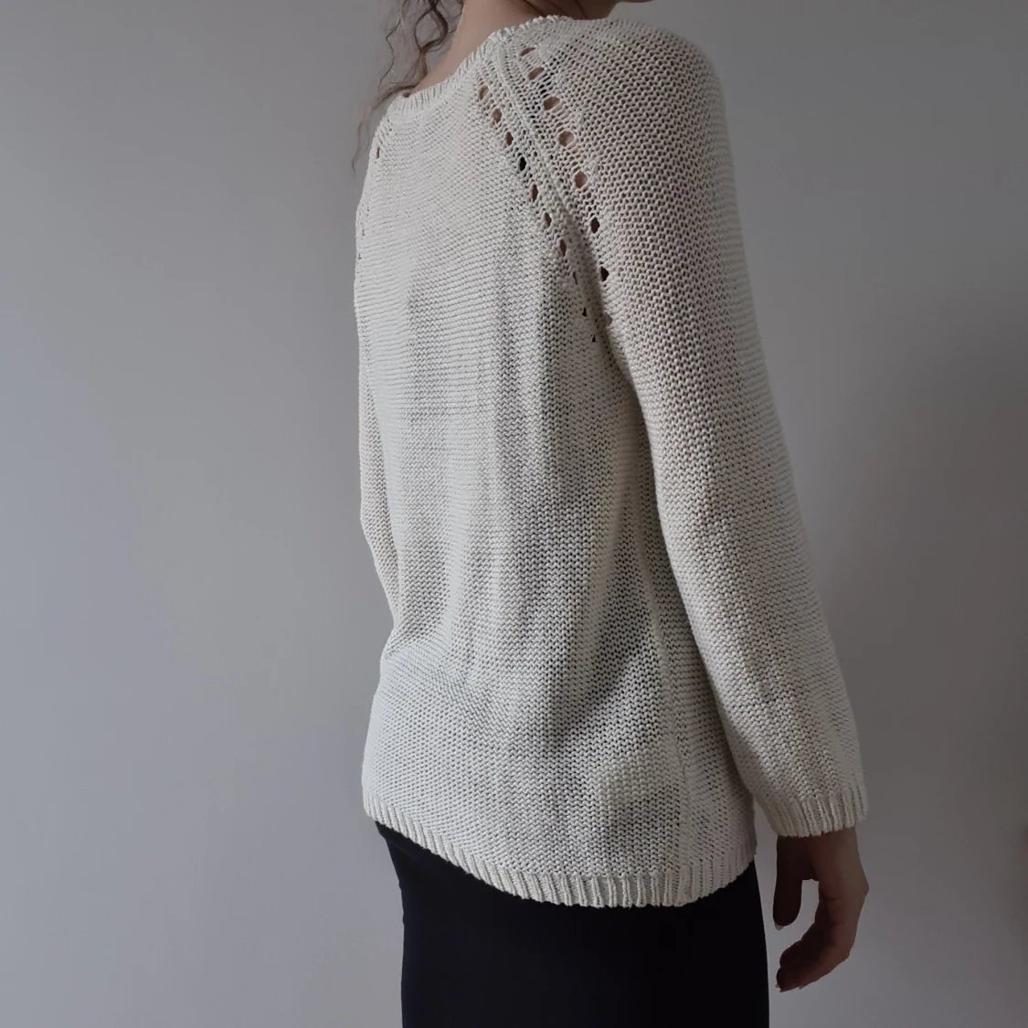 Vit stickad långärmad tröja - 91