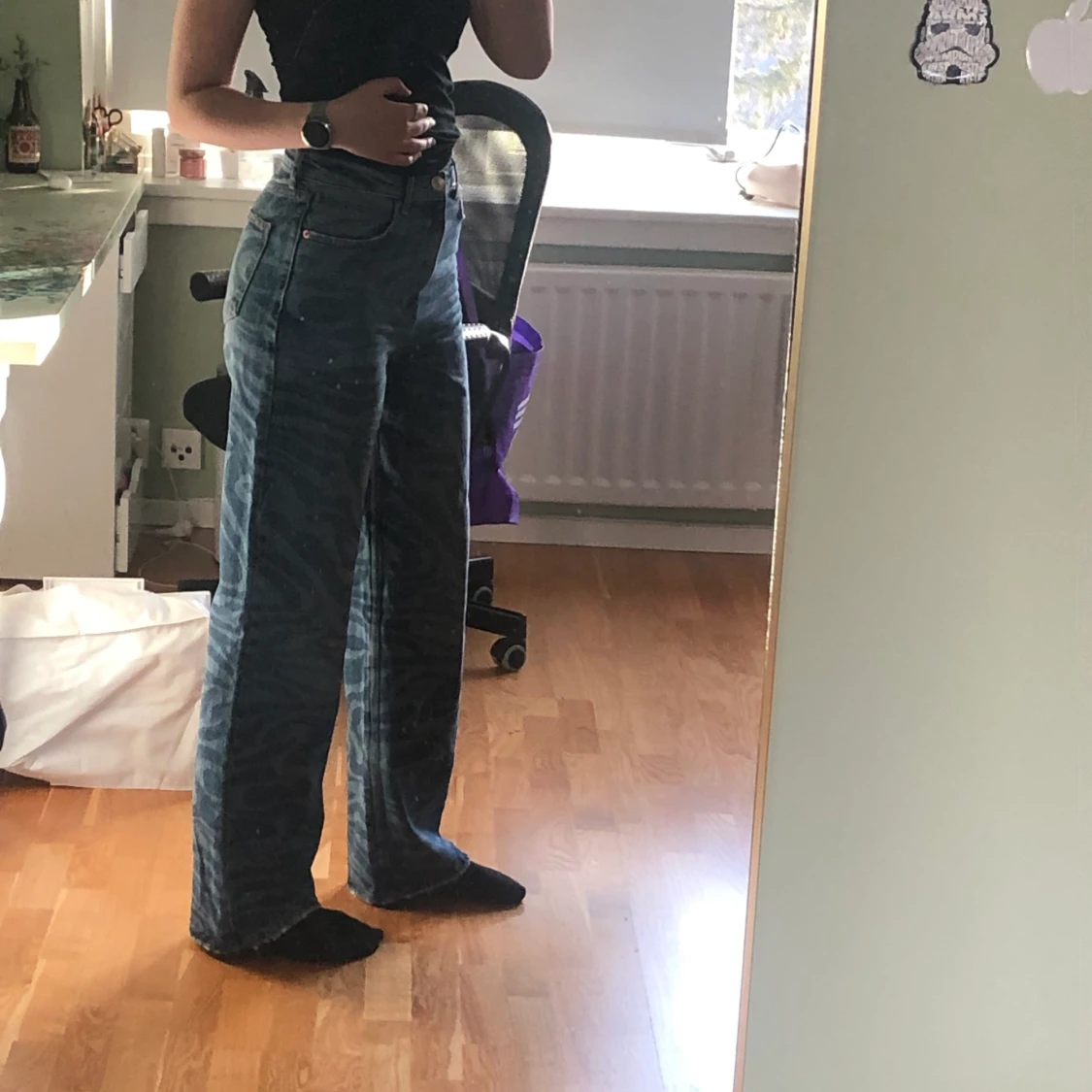 Gina tricot swirl blå jeans  - 90
