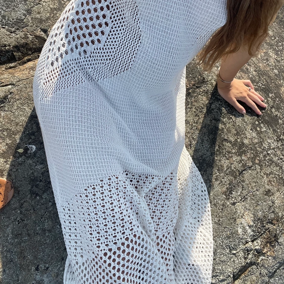 Vit klänning H&M cutout maxiklänning S 36 långklänning  - 91