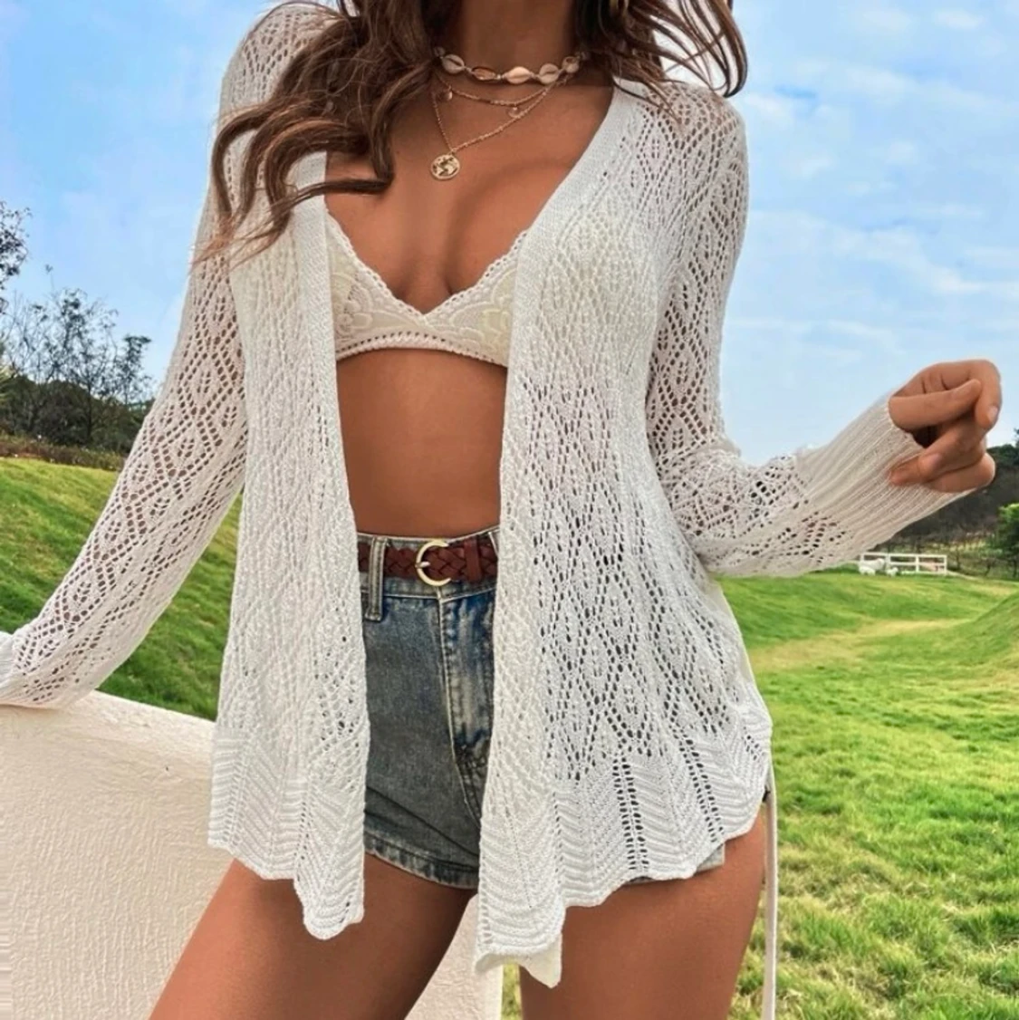 Enkel vit kofta  - 90