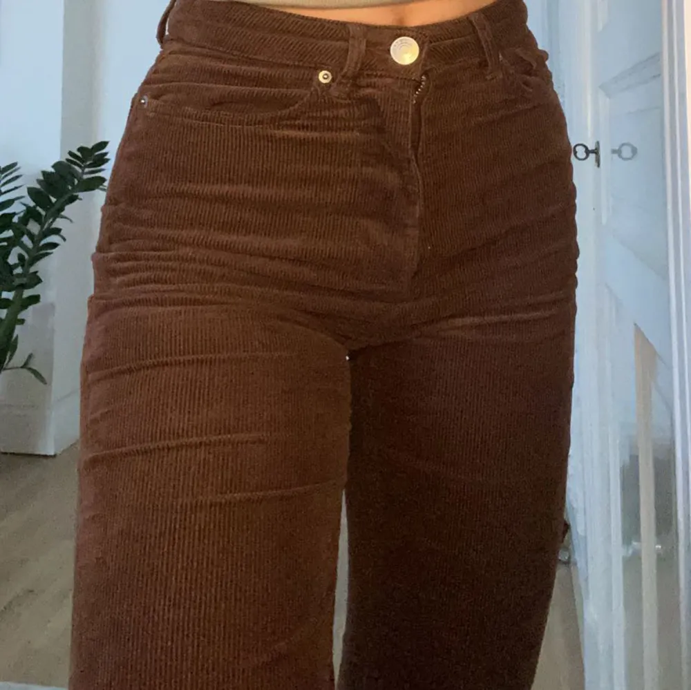 Säljer nu mina bruna manchesterbyxor i storlek 34 från BikBok då de inte kommer till användning :) Jag är 170 cm lång och tycker eventuellt att byxorna är aningen för korta i benen när jag sitter ned, men det är en smaksak.☺️Priset är 150kr + frakt. Jeans & Byxor.
