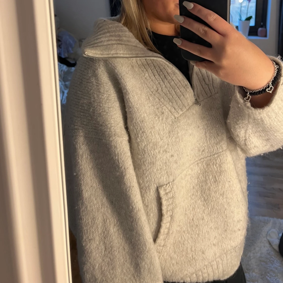 Stickad tröja med dragkedja  - 90