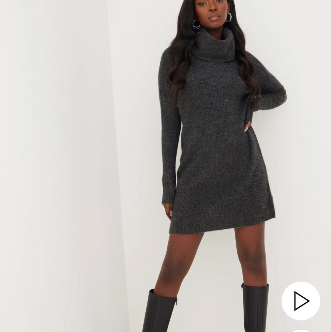 stickad grå klännign - 90