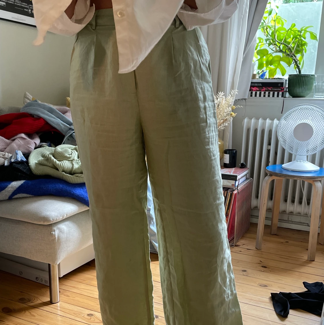 Ljusgröna linnebyxor - 91