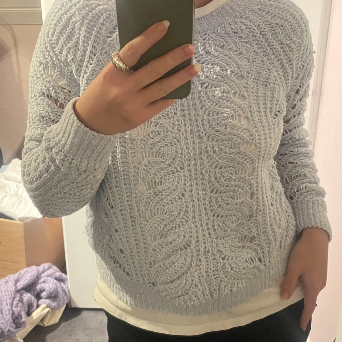 Blå mönstrad tröja - 90