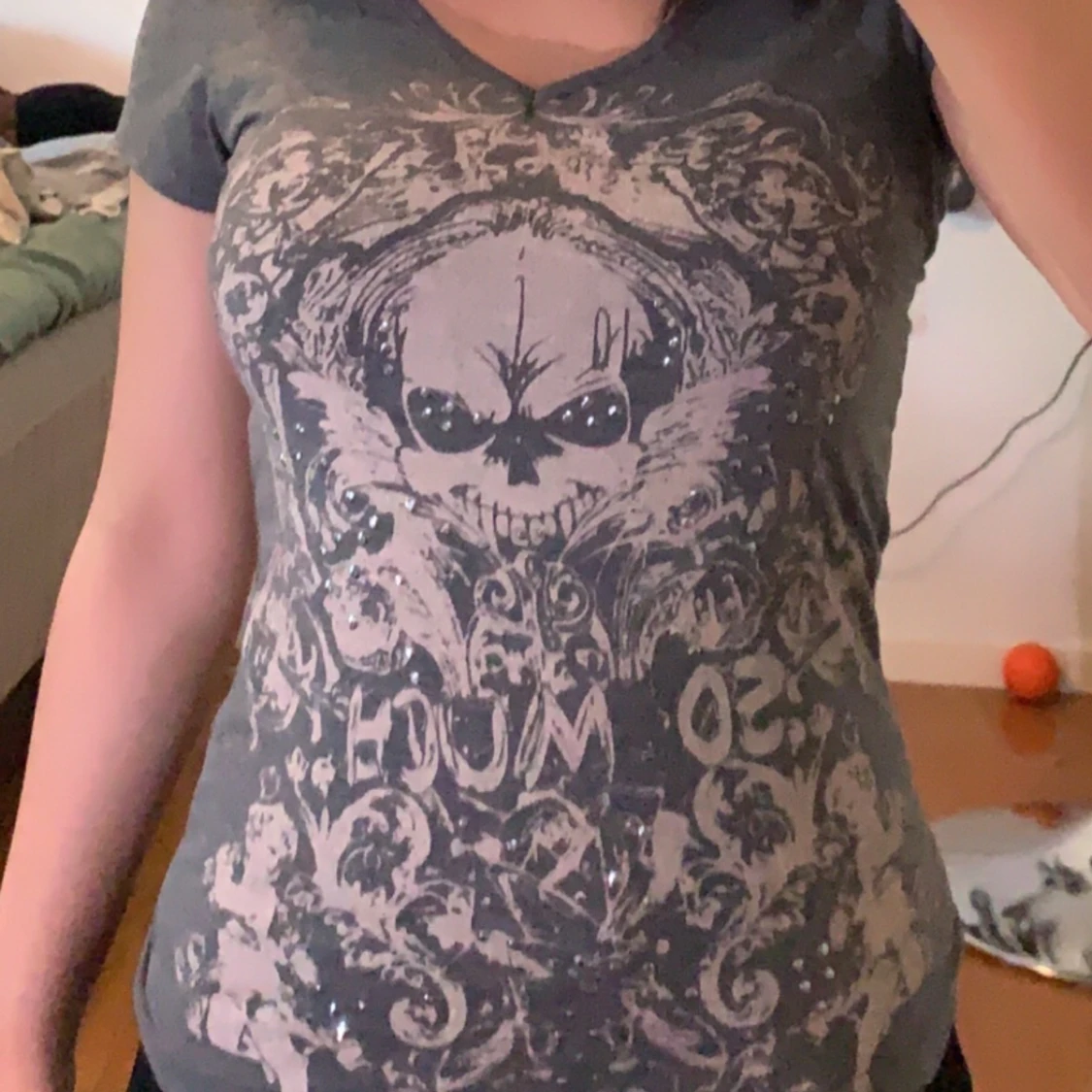 Dödskalle t-shirt med öppen rygg - 90