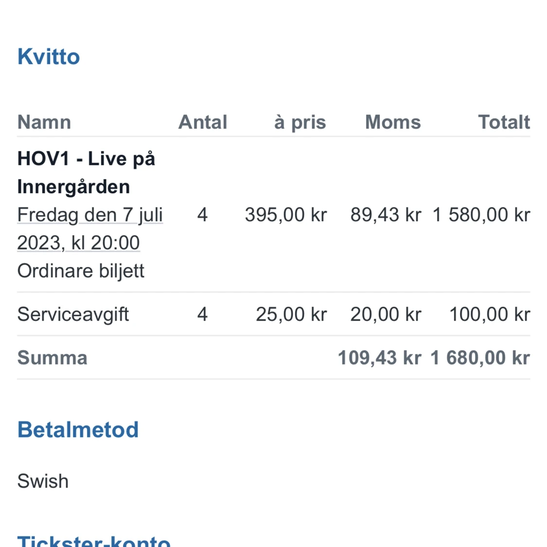 Hov1 biljetter  - 90