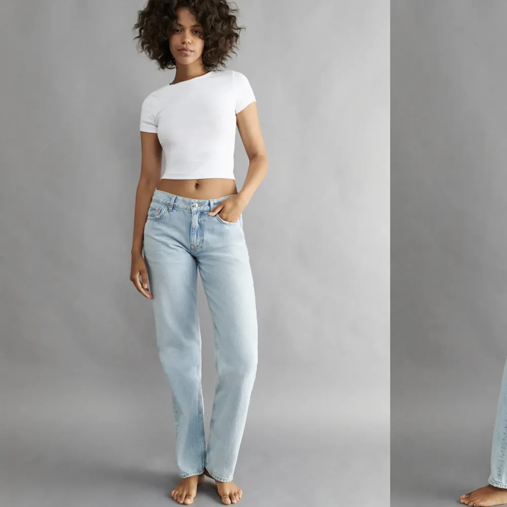 Säljer dessa nästintill oanvända low straight jeans från Gina tricoot, de är väldigt lik weekday jeansen💓dom är i strl 36💓kom gläntaed prisförslag💓. Jeans & Byxor.