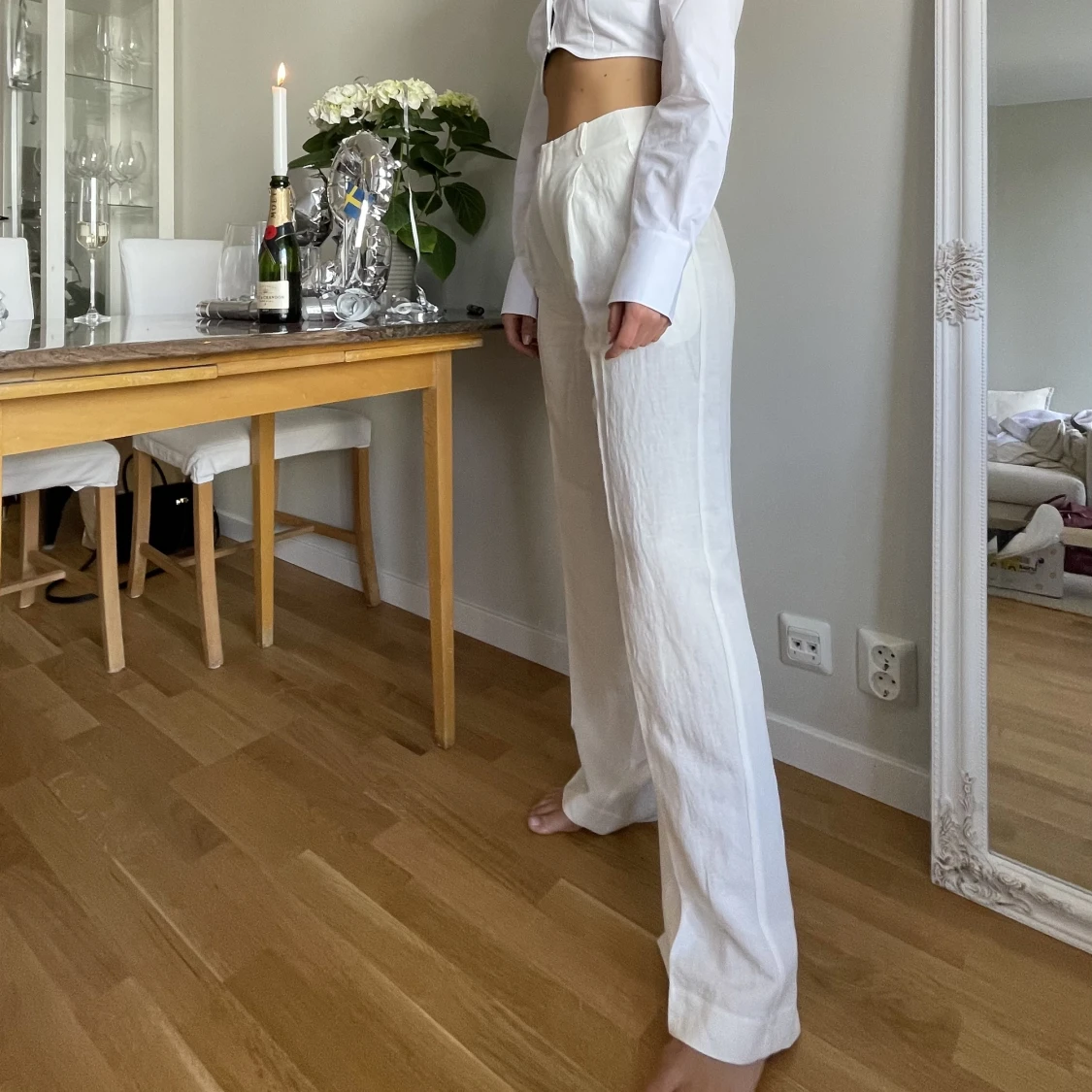 Linnebyxor off-white 