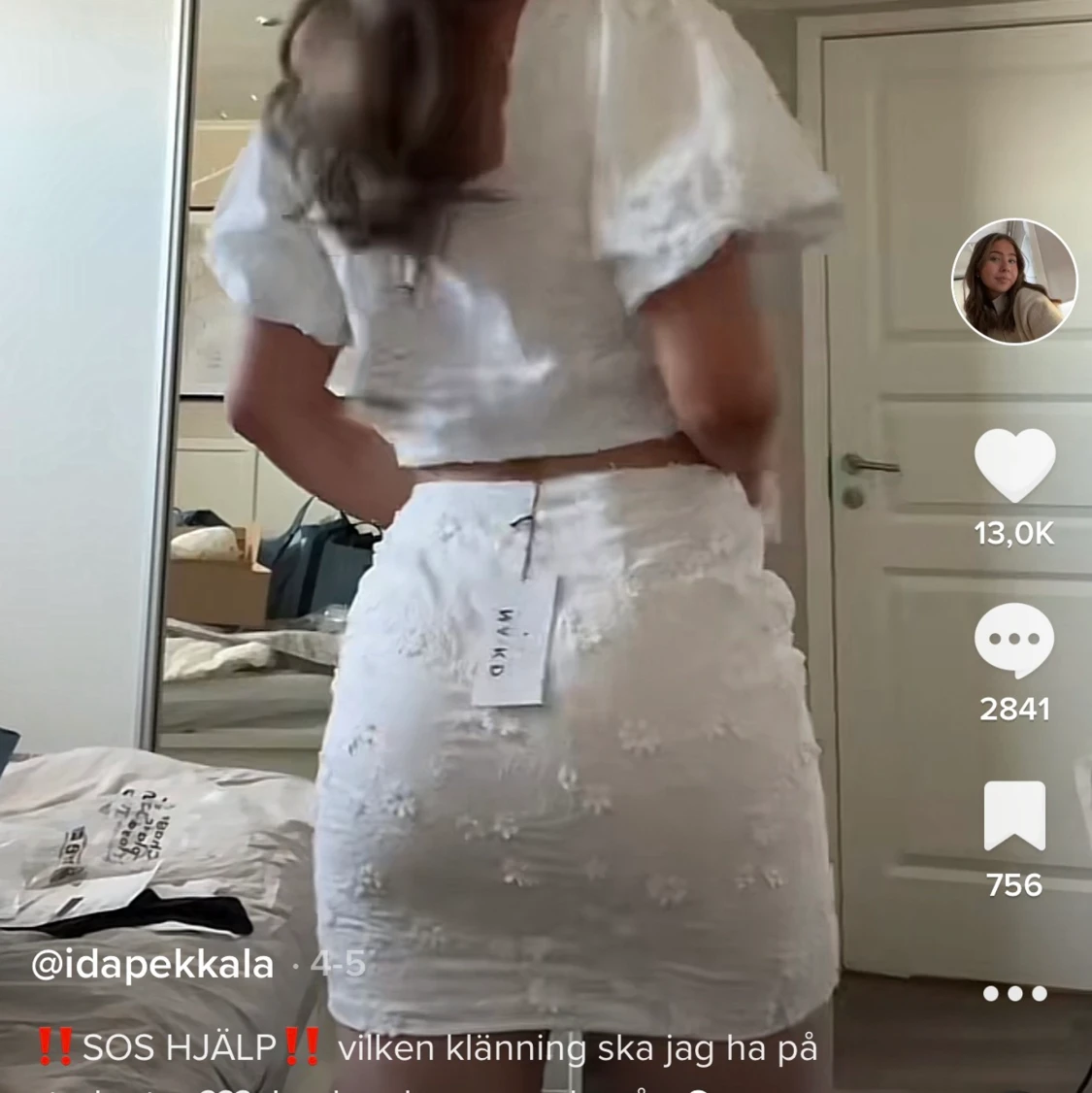 Student Kjol/topp Vit - 90