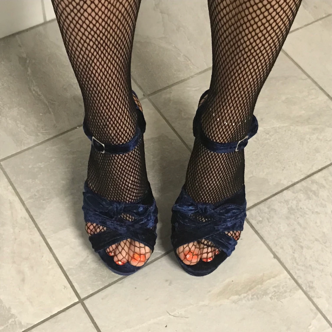 Blåa sammetsklackar - 90