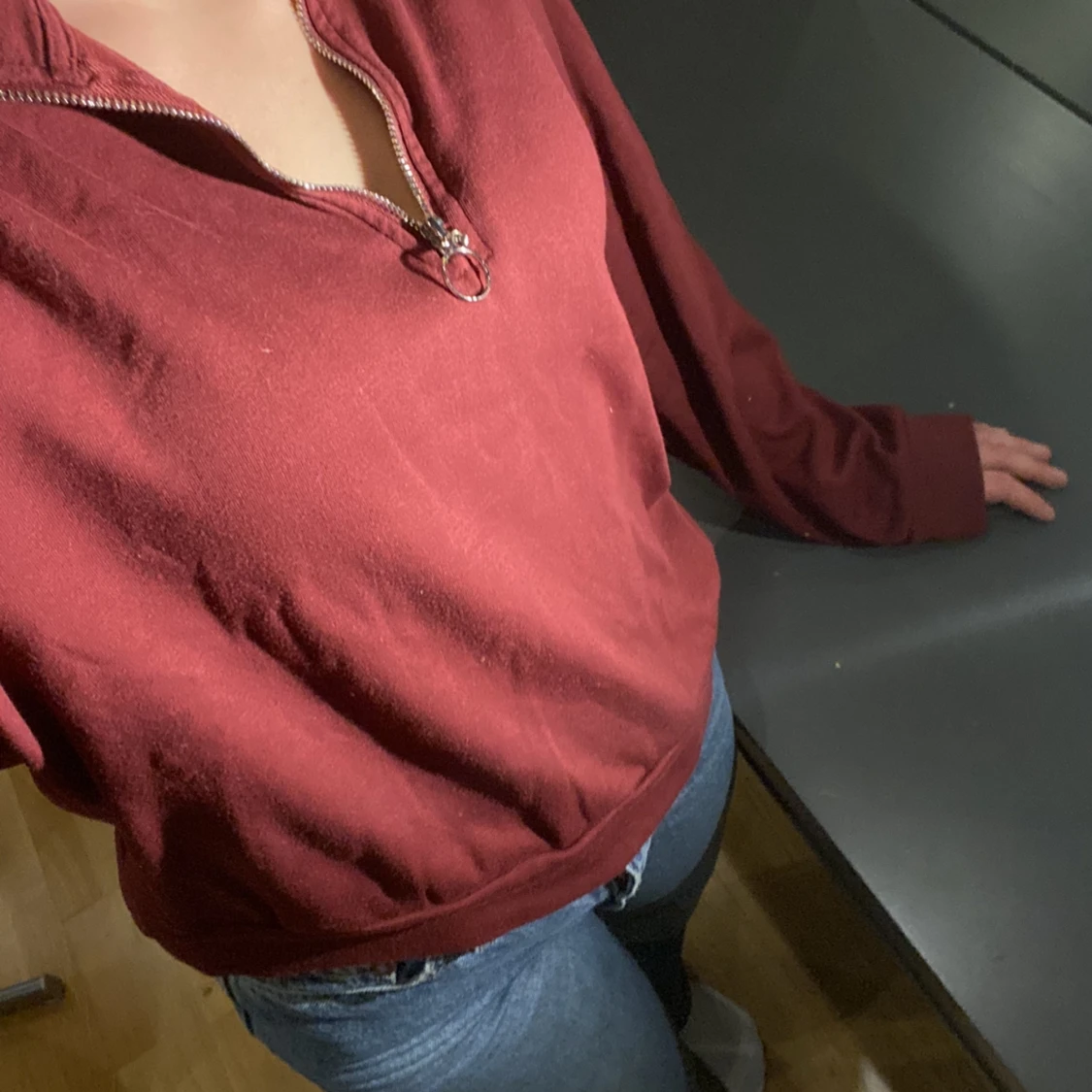 Vinröd half zip hoodie - 91