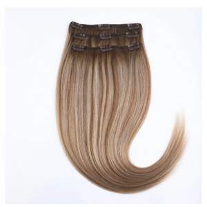 Rapunzel of Sweden human hair extensions Clip-On Set 3 delar. Färg B5.1/7.3 Brown Ash Blonde Balayage. Längd 40 cm.