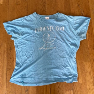 Ljusblå Vintage T-shirt - Snygg ljusblå T-shirt med snyggt tryck på sig💧 Är ganska ”boxig” och säljer då den är för liten för mig, köpt second hand på söder🙌🙌🙌 Tröjan är XL men den är för liten för mig och jag brukar normalt ha small eller medium på t-shirtar, så S/M egentligen