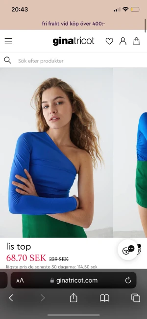 Blå oneshoulder tröja  - Blå one shoulder tröja i mycket fint skick från ginatricot 