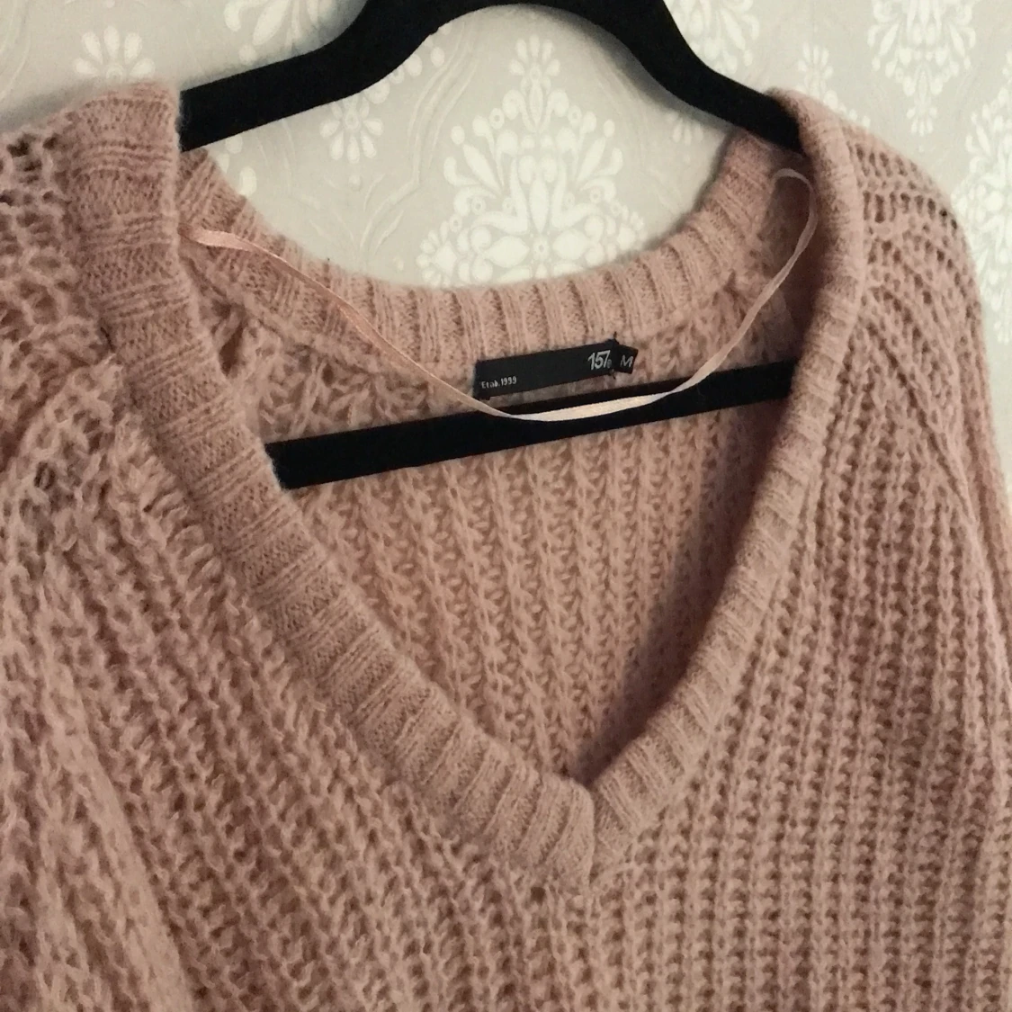 Mysig rosa stickad tröja - 90