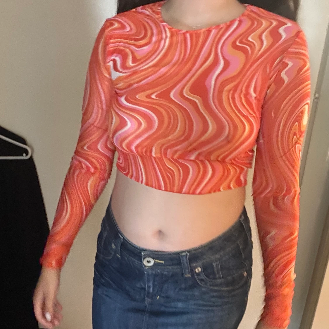 Croppd långärmad tröja storlek s