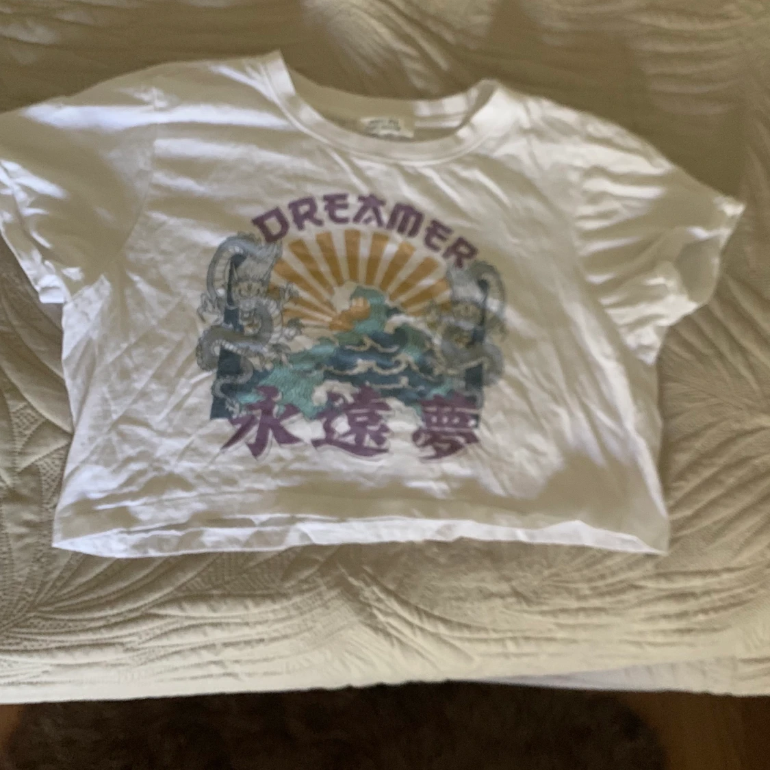 Dreamer japanese style white crop top harajuku dragon - 90