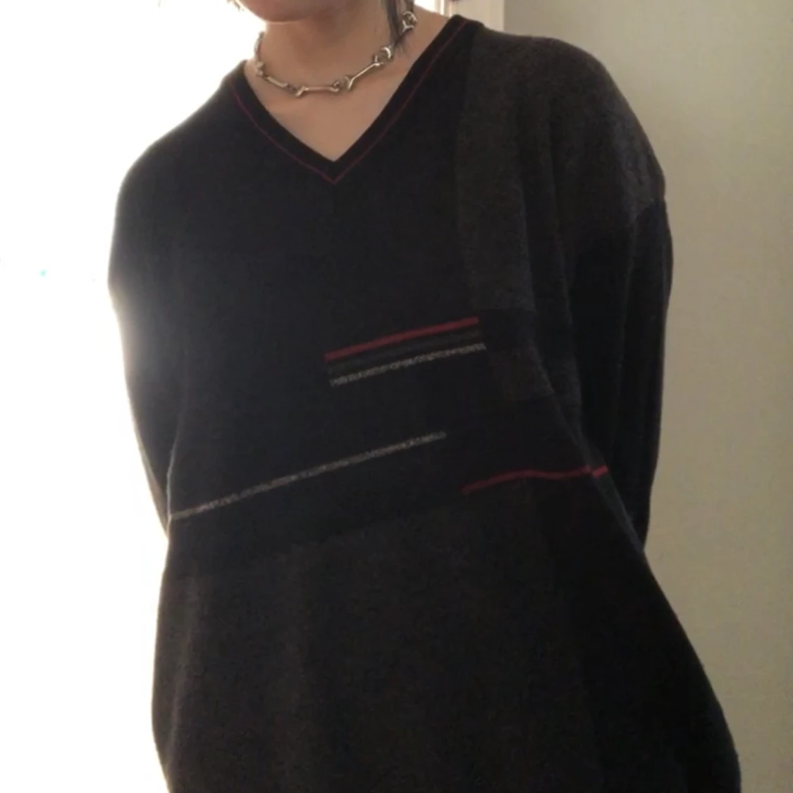 Mönstrad stickad tröja  - 91