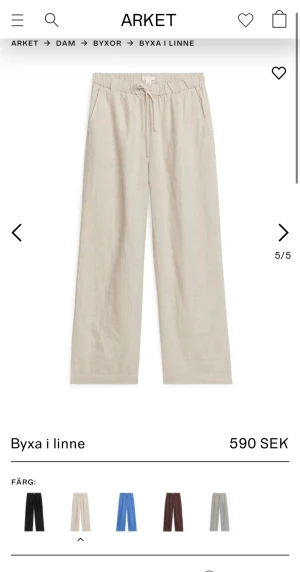 Arket linne byxor - Helt nya omvända arket linne byxor i beige sååå snygga men har tyvvörninte kommit till användning (lappen sitter kvar). (Ny pris = 509k)
