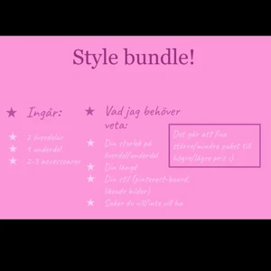 Style bundle - En style bundle är när jag tittar på vilken stil du har och väljer kläder utifrån det! Jag gör alla stilar och alla storlekar, kan ta 1-2 veckor att köpa in kläderna (second hand)❤️✨
