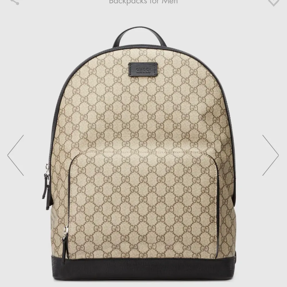Tjena! har en helt ny GG Supreme backpack. Köpte den på Guccis hemsida för 15 000 kr. Finns inga skador på väskan alls. Kom med bud. Väskor.