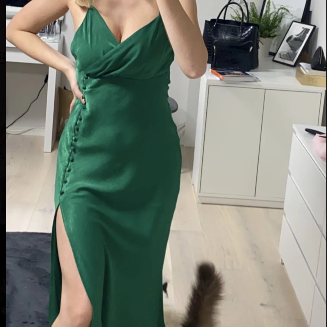 Grön långklänning