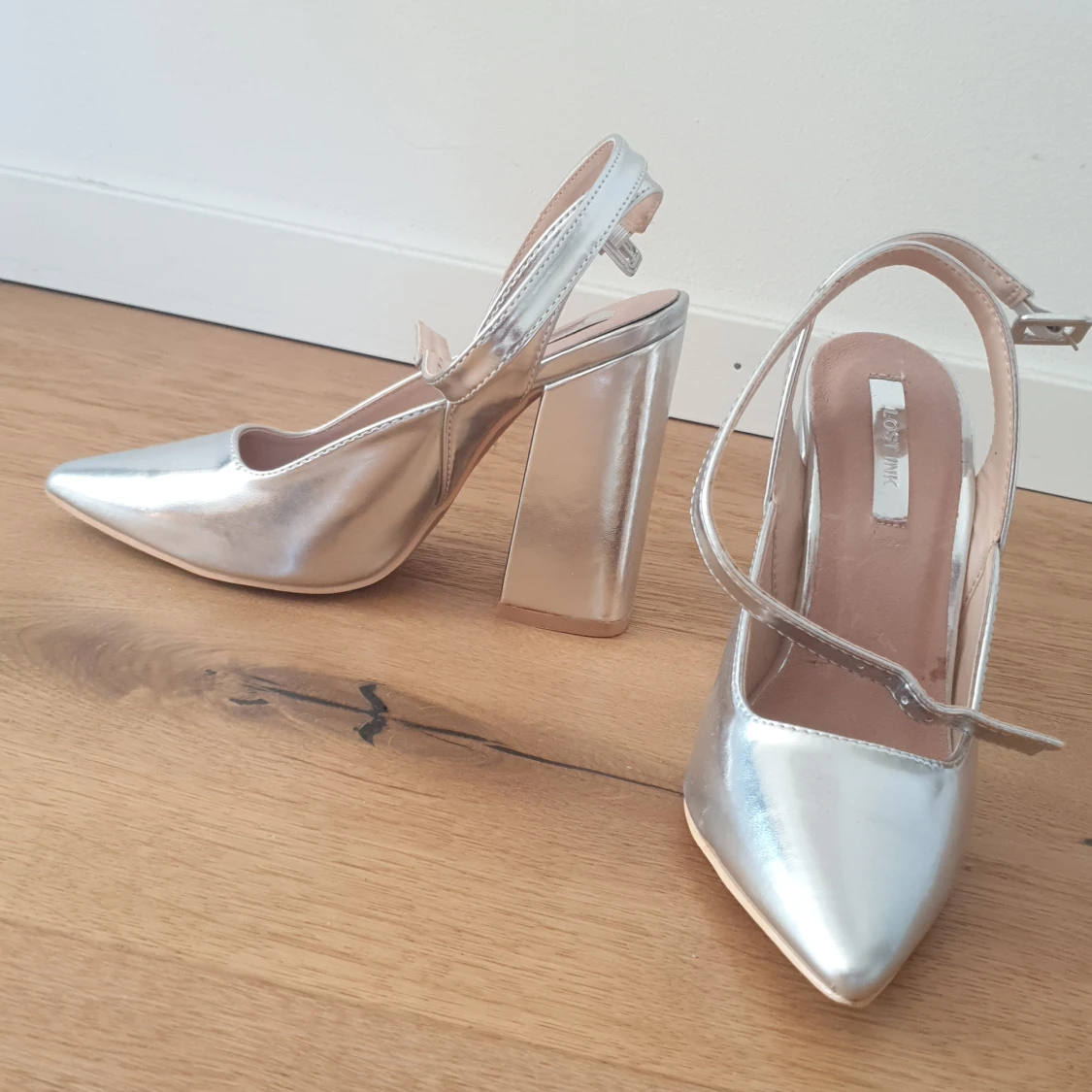Silver high heels