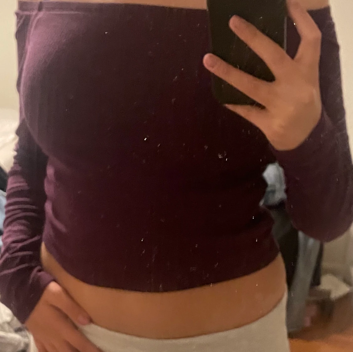 Lila off shoulder tröja - 90