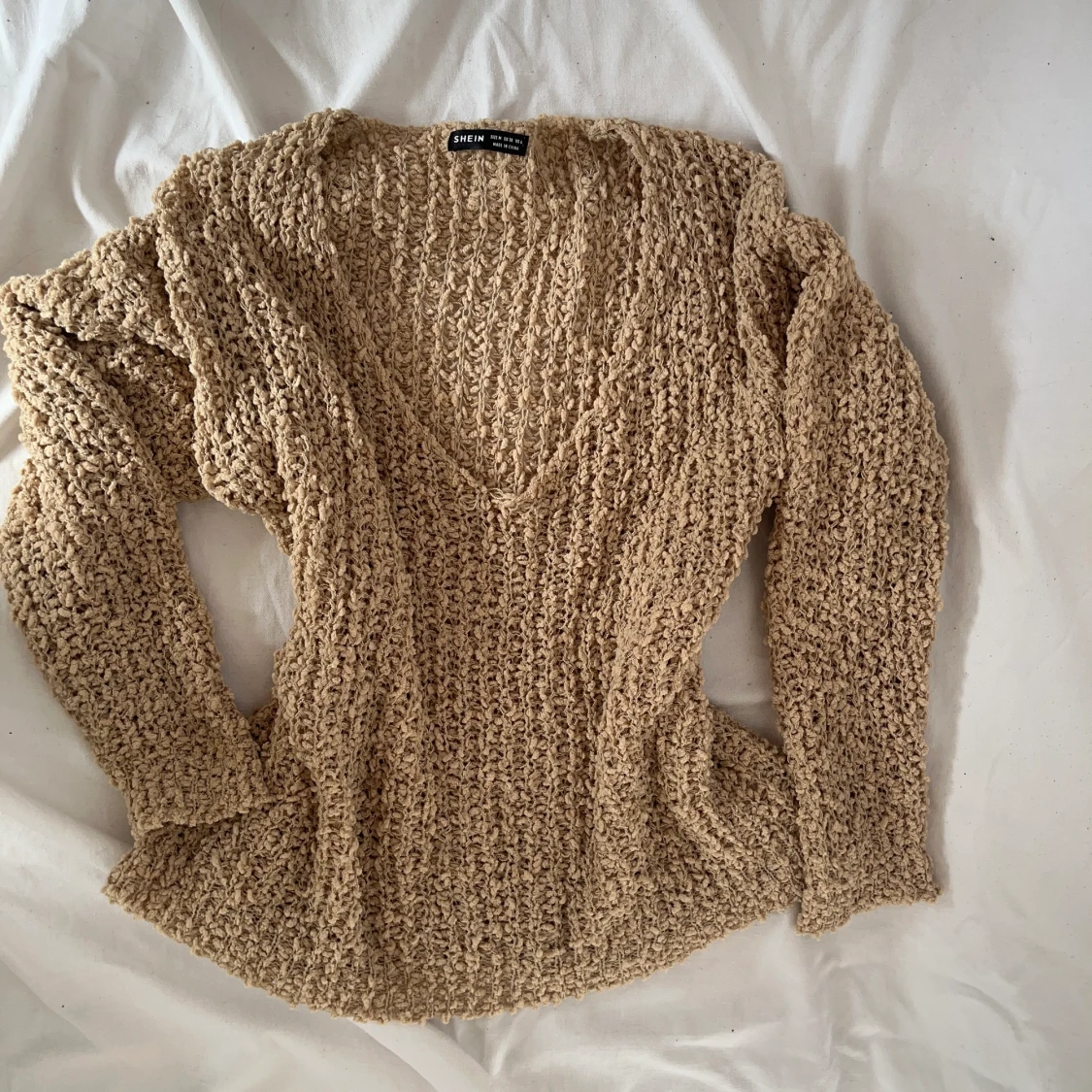 Stickad beige tröja  - 91