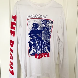 Oversized långärmad tröja i strl S - Långärmad tröja med tryck på bröstet från Zalando. Fint skick, storlek S men är oversized i modellen