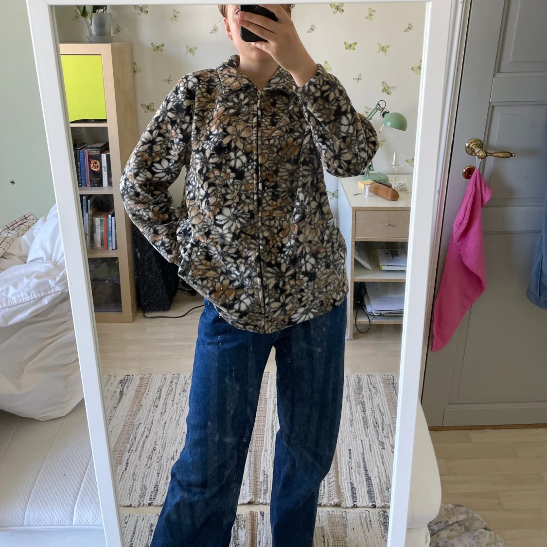 Blommig fleecejacka
