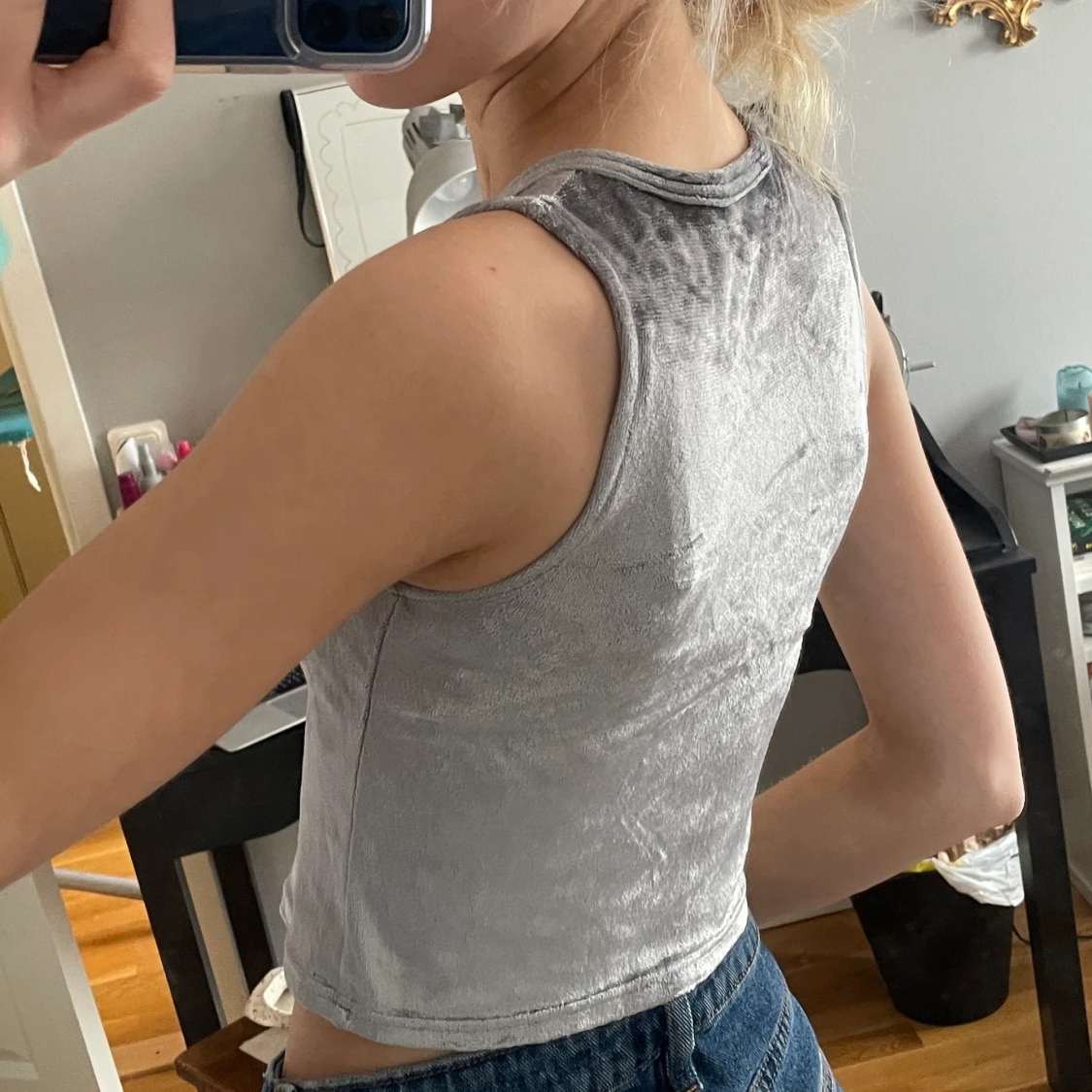 Grå Velour topp  - 91