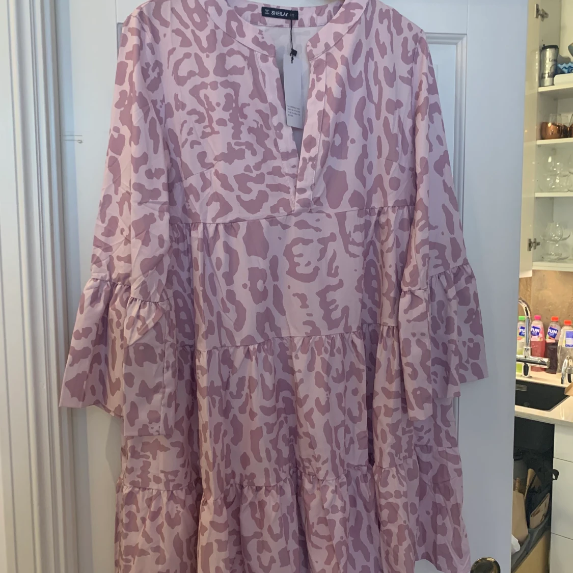 Rosa Leopard sommar klänning Strl S 