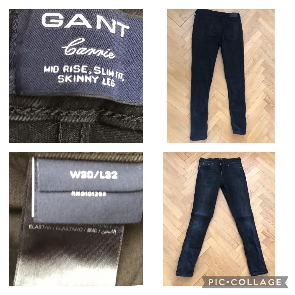 Svarta gant jeans, skinny leg stl W30/L32. Normalhög midja. Använda en gång, . Jeans & Byxor.