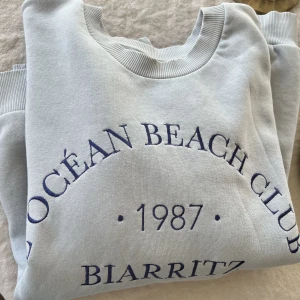 Sweatshirt gina - Använt skick, men fin! L för oversize. Ljusblå.