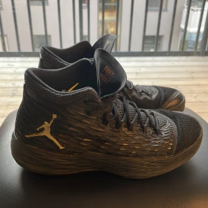 Svarta Jordans (Golden Edition) - Schyssta Jordans med guld detaljer, väldigt bekväma.  Mid high ankle. Storlek 42.