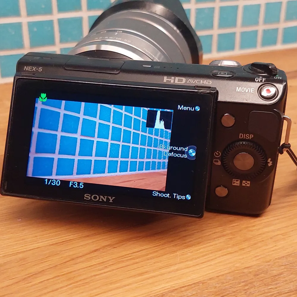 Jättefin digitalkamera (Sony Nex 5) som tyvärr inte kommer till användning längre.   Du får med: kameran (med nytt batteri*), objektivet, linsskydd, laddare och 32 gb sd kort.  Väldigt bra skick, allt nytt kostar ungefär 2800 kr.. Övrigt.
