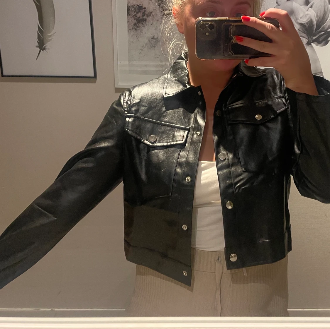 Svart skinnjacka  - 90