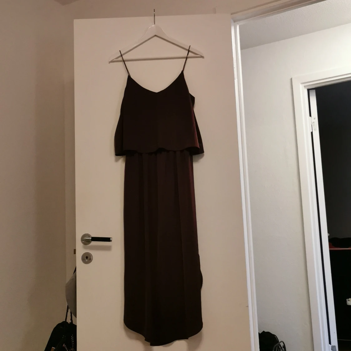 Mörk Vinröd,lång silkesklännig - 91