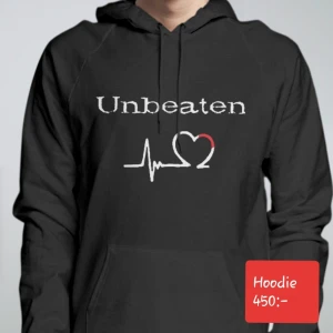 Unbeaten  - Hoodie. Passar både kvinnor och män. Egendesignat tryck. Ny tröja ej begagnad. 