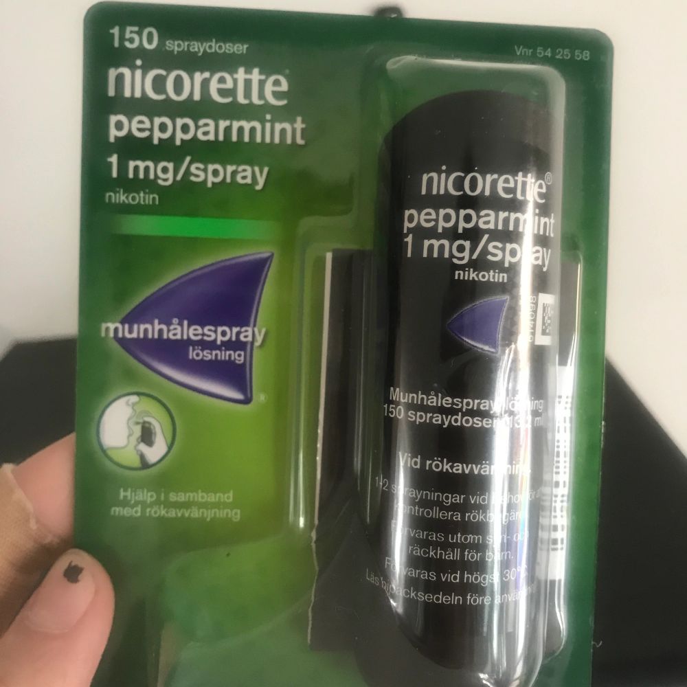 Nicolette peppermint 1mg/ spray, sluta röka, aldrig använd helt ny. Frakten ingår i priset🤗. Accessoarer.