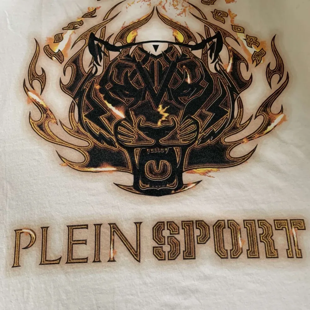 Plein sport T-shirt använd fåtal gånger köpt för ca 1500kr på zalando  säljes för 650 pris kan Diskuteras vid snabb affär storlek m. T-shirts.