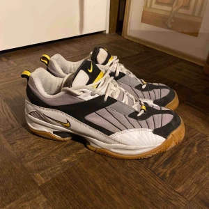  - Okända vintage Nike skor i bra skick. Utsidan ser så ny som går för att vara vintage. Insidan ser använd ut men ingen kommer se det när du glider runt i dessa fräscha Nike dojjor. Storlek 46, passar 45 också Öppen till frågor samt bud!