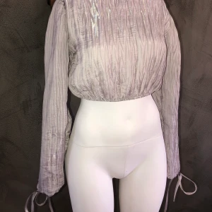 Blus från ZARA - En snygg silver/grå blus med vida armar och knyte vid handleden. Resor i midjan, snygg passform. Helt oanvänd, mycket bra skick. Säljer för 100 kr exklusive frakt!