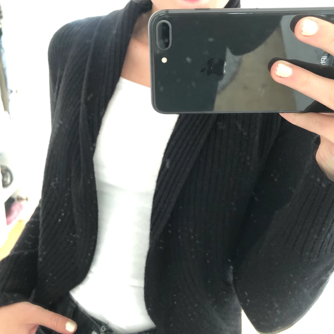 Svart stickad kofta - 90