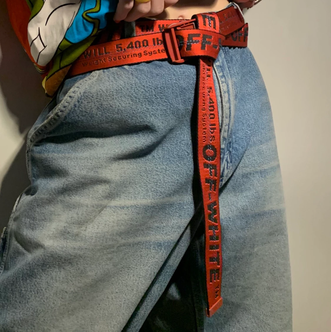 Äkta rött Off-White industrial bälte