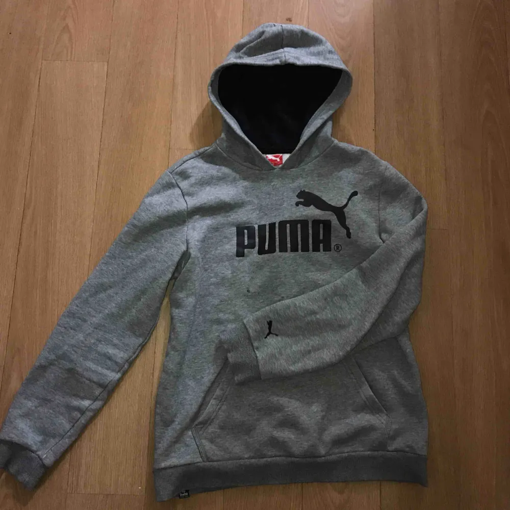 En puma hoodie med luva. Har 2 pytte små fläckar som knappt syns (se bild 1) tror man kan få bort av rätt tvättning.. Hoodies.