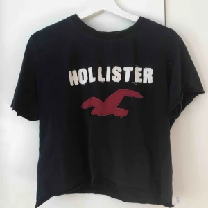  - En hollister T-shirt i storlek large men jag som vanligtvis har storlek XS eller S på T-shirt sitter den bra på! Köpte den för 999kr.  Jag har klippt i tröjan i armarna och längst ner Köparen står för frakten! Hör av er om ni har intresse!