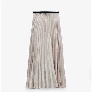 Helt ny plisserad kjol från Zara  - Säljer denna snygga kjol som blivit hängande i garderoben med tags/prislappen på ända sedan inköp. Den är beige-guldig i färgen och tyget är glansigt satin. Nypris 359 kr. Pris kan diskuteras!🌸✨